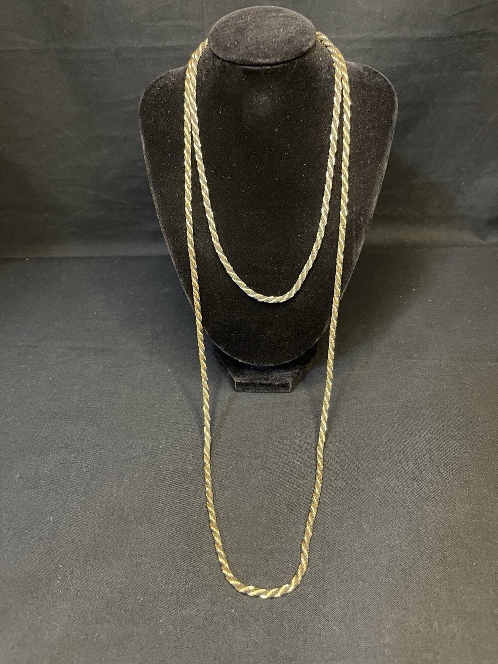 Trifari Vintage Gold-tone Black Twisted Rope Necklace Lot of 2 Signed
